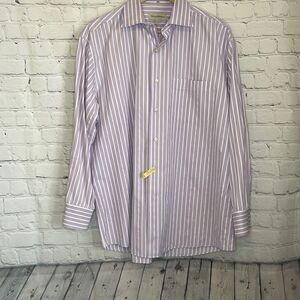 Tommy Bahamas Men’s Purple and White Striped Long Sleeve Dress Shirt size 16 1/2